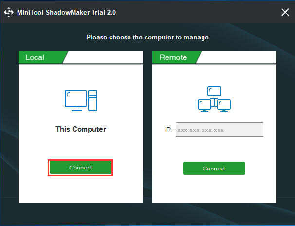 click Connect to enter its main interface