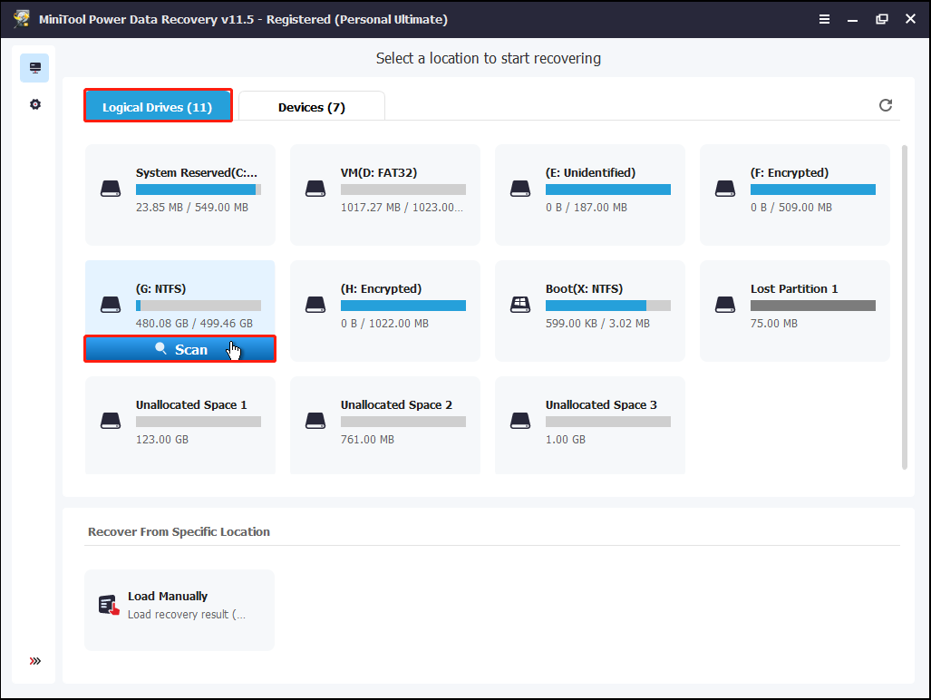 scan the target partition