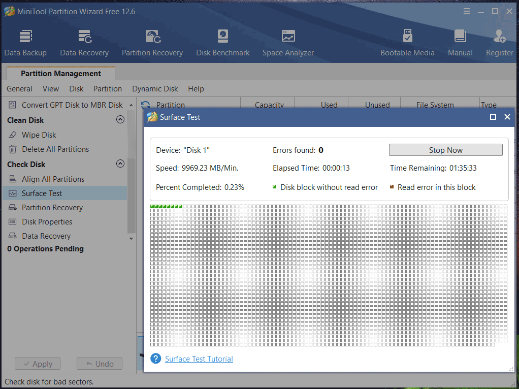 MiniTool Partition Wizard check disk errors