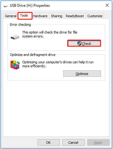 check the drive for file system errors