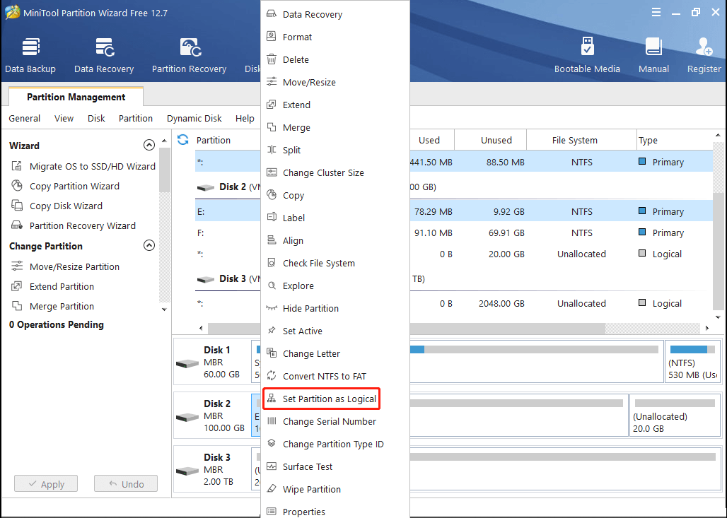 set partition as logical