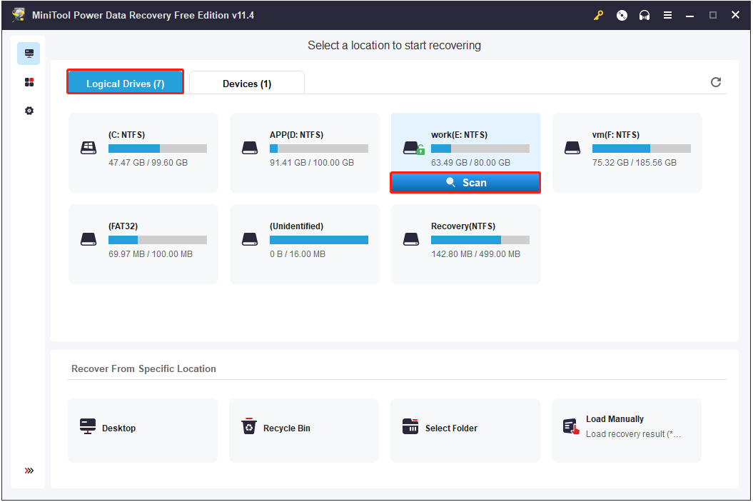 select the target partition to scan