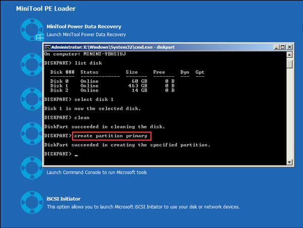 type create partition primary and press enter