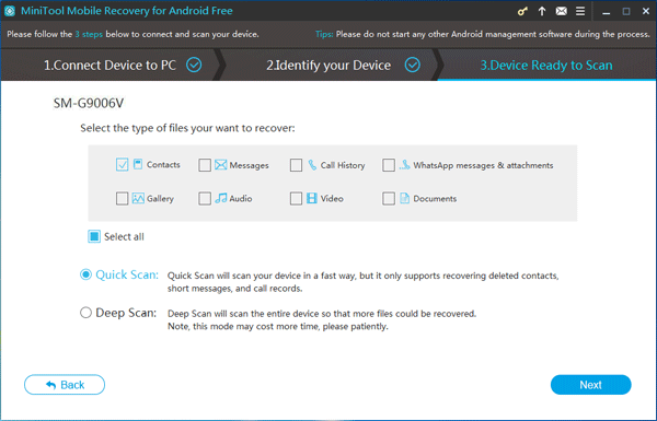 choose a suitable scan method