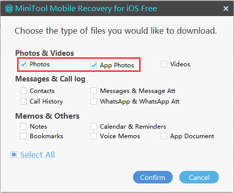 choose the data types you want to download