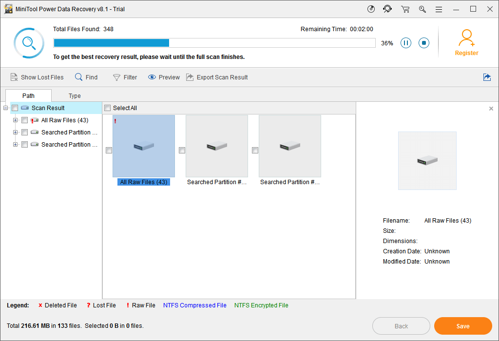 wait for the completion of the scan