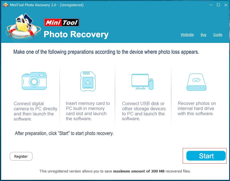 start photo recovery