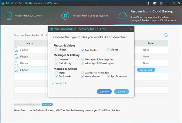 choose the types of files to download