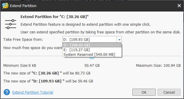 take free space for other partition or unallocated space