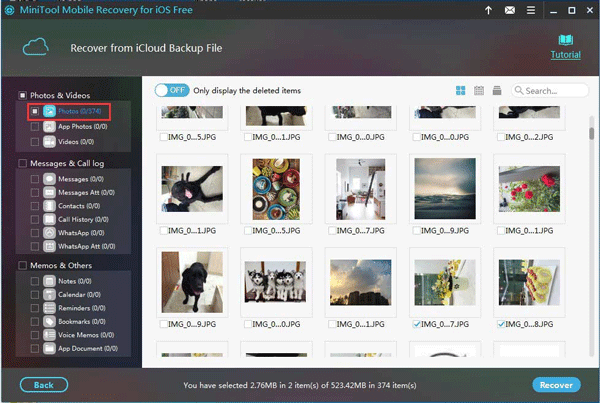 choose photo from the download result