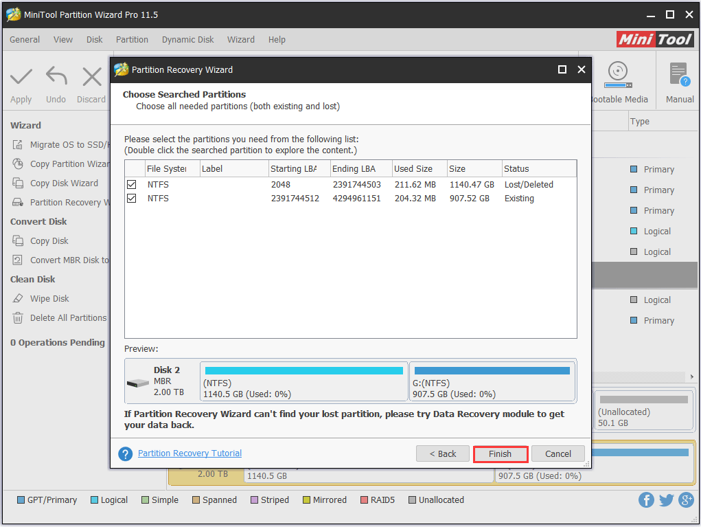 check all partitions