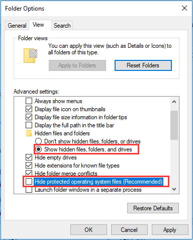 show hidden files