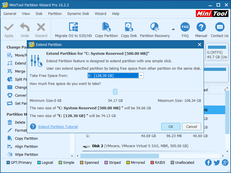 take free space from other partition