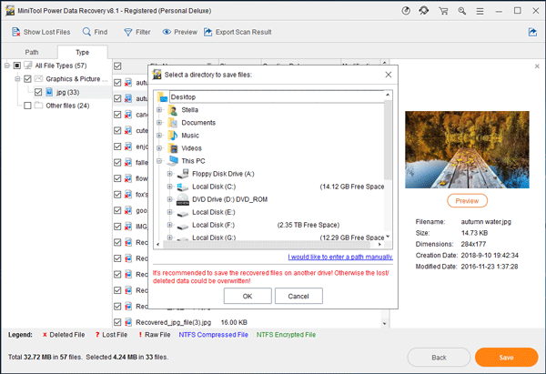 choose a proper path on your computer to save the selected files