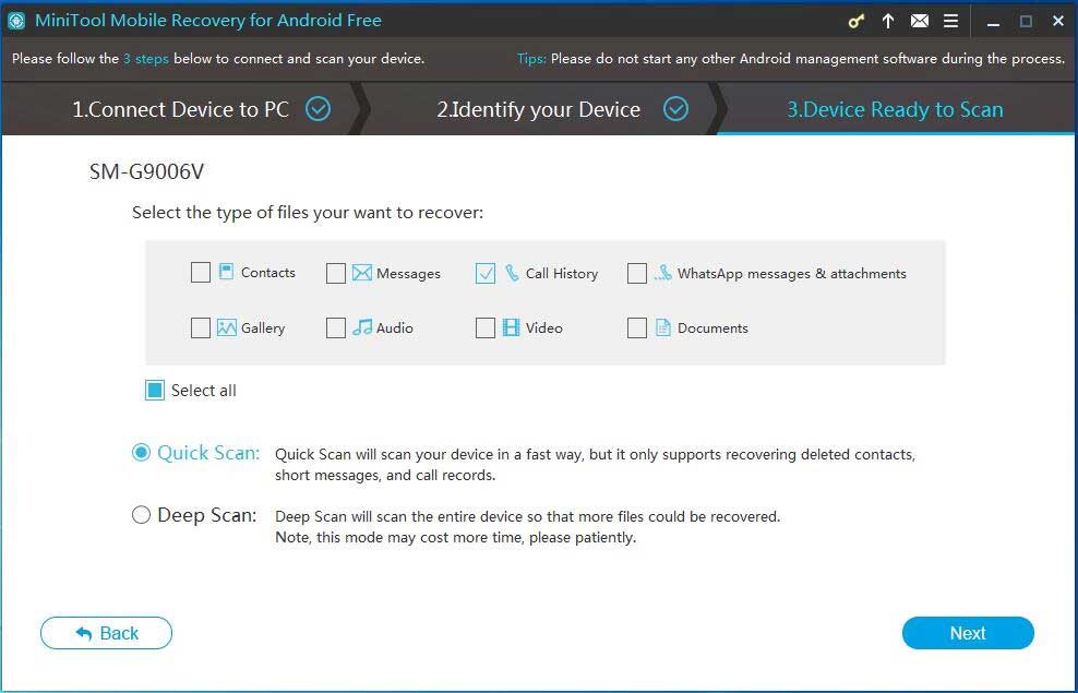 choose a suitable scan method