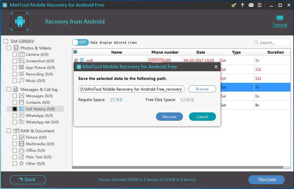 choose a path to save the selected files