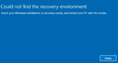 could not find the recovery environment issue