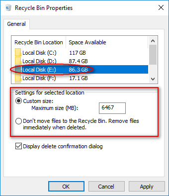 select the drive that includes the large file/folder