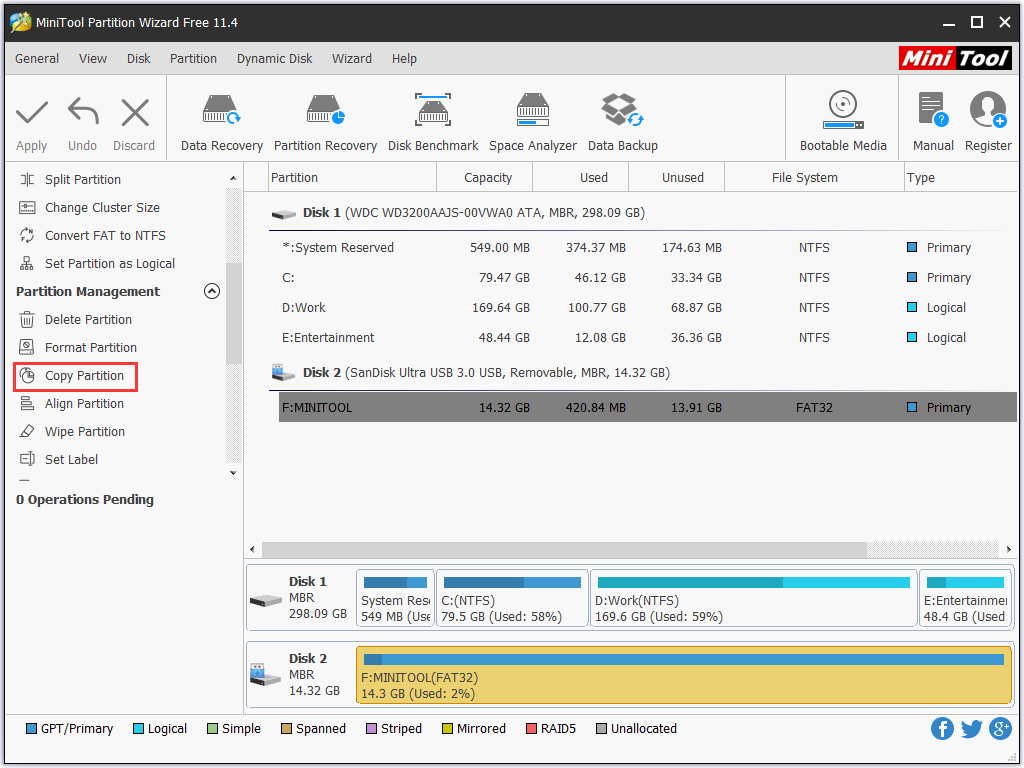 choose copy partition