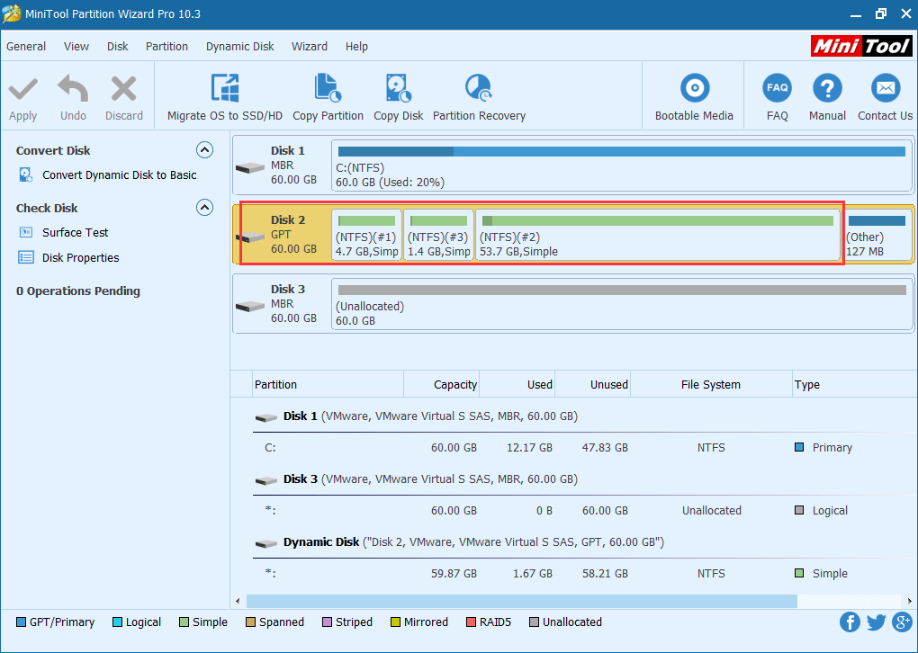 dynamic disk has 3 segments