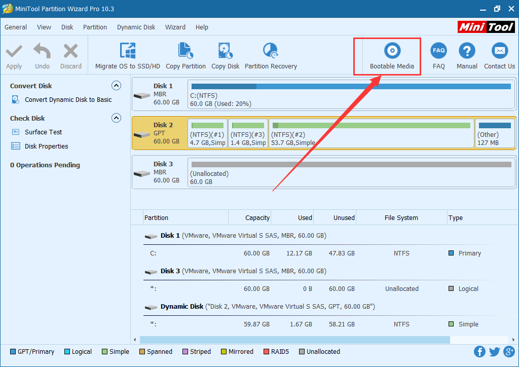 use MiniTool bootable media