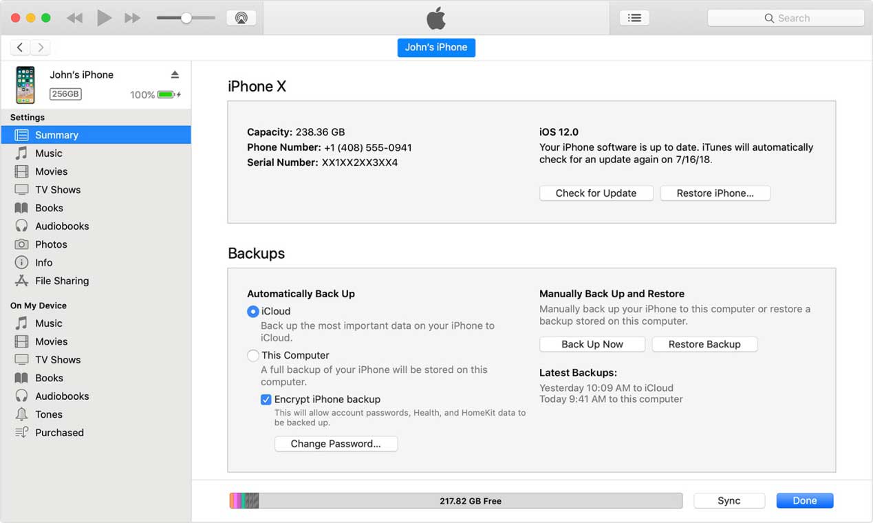 restore files from iTunes backup