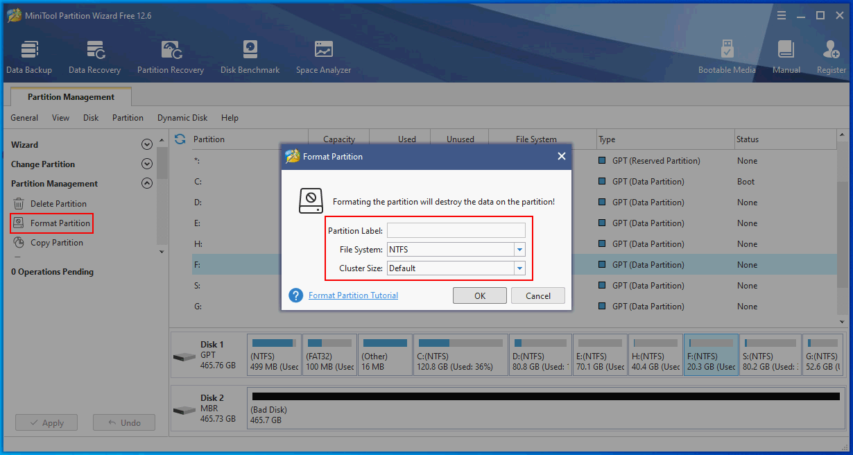 format with Partition Wizard