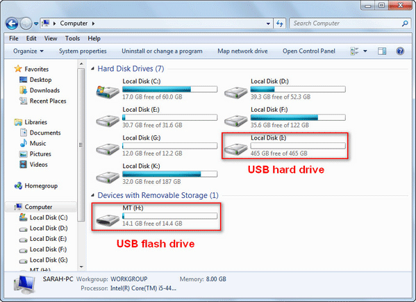 USB flash drive & USB hard drive