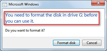 disk needs to be formatted before use