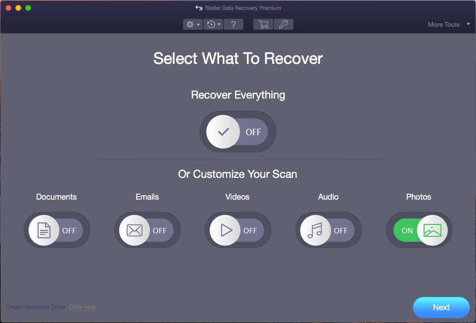 select to recover photos only