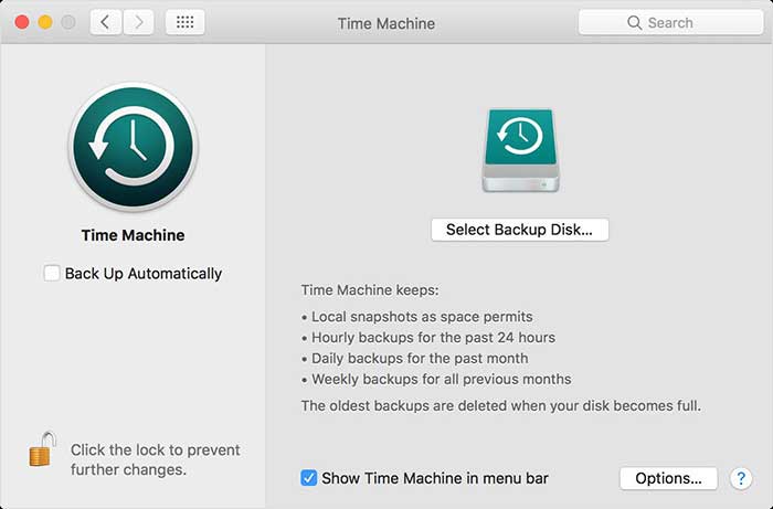 back up Mac data using Time Machine