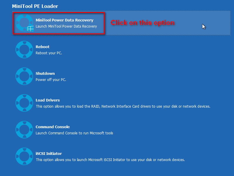 click on MiniTool Power Data Recovery