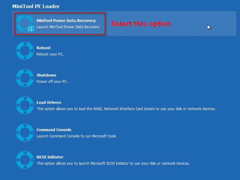 select MiniTool Power Data Recovery