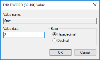 set RpcSs value data to 2