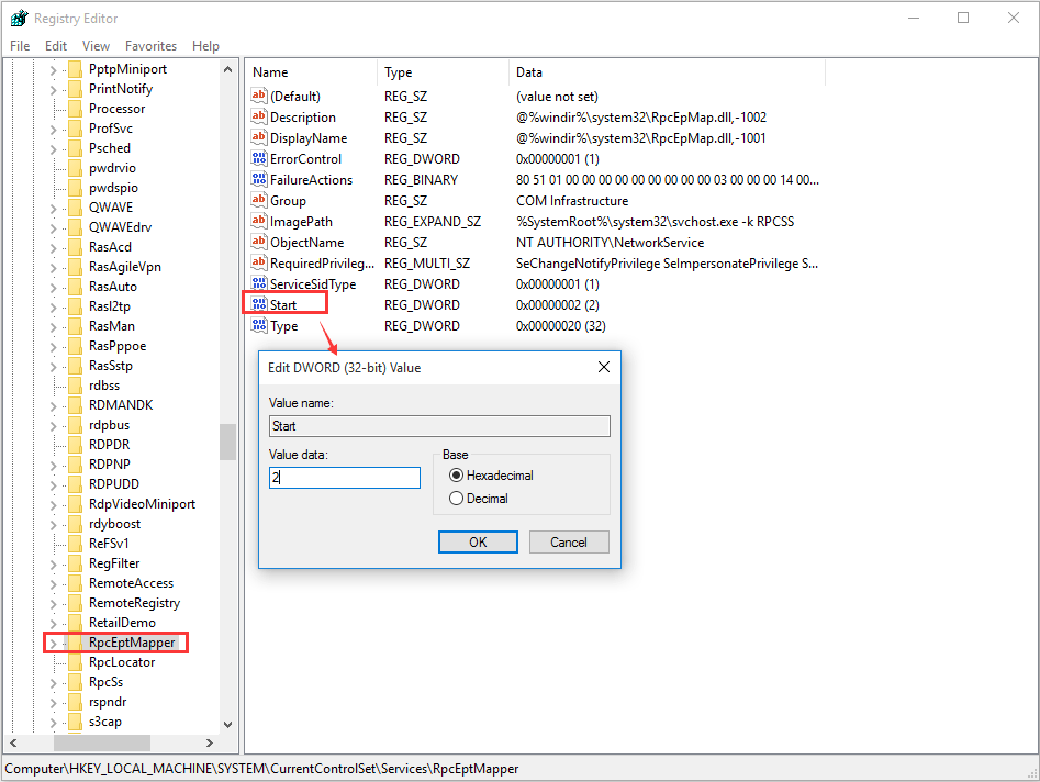 RpcEptMapper key in Windows registry