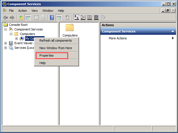 choose Properties from the context menu to continue