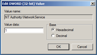 change the value data to 1