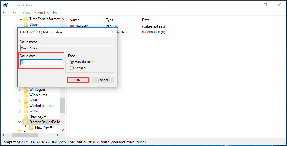 Adjust registry key