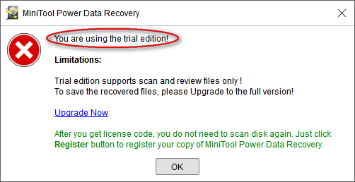 trial edition cannot recover files