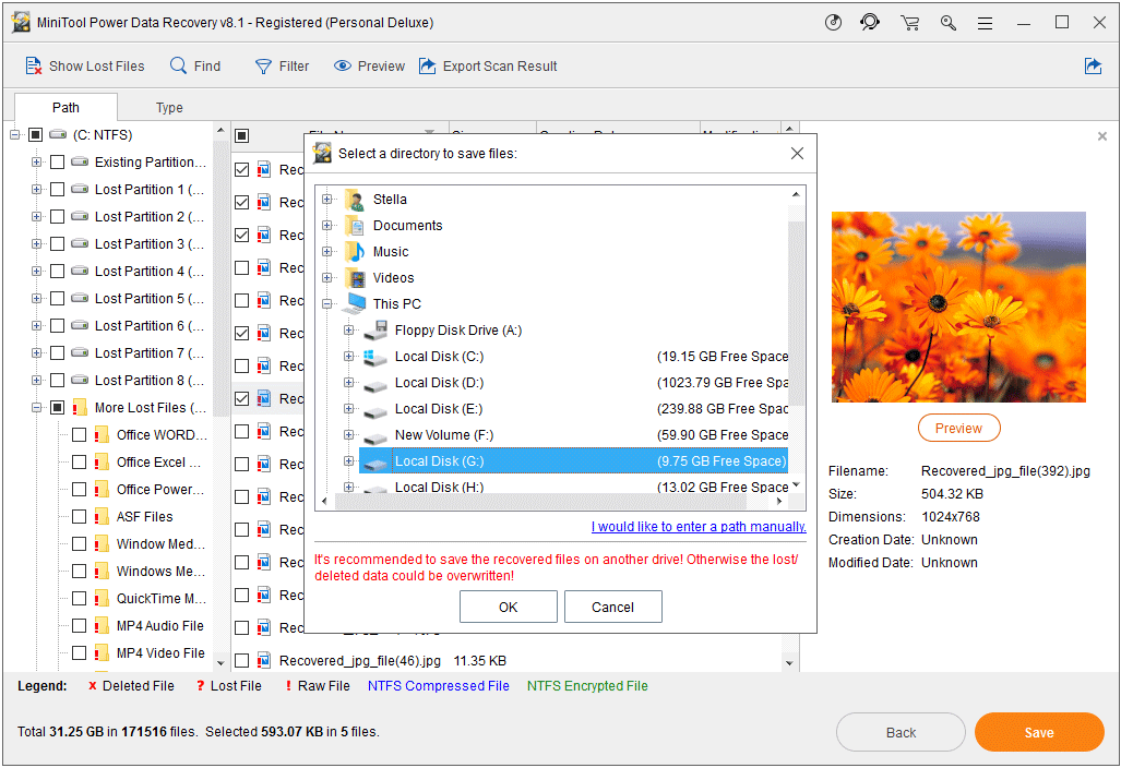 choose a suitable path to save the selected files