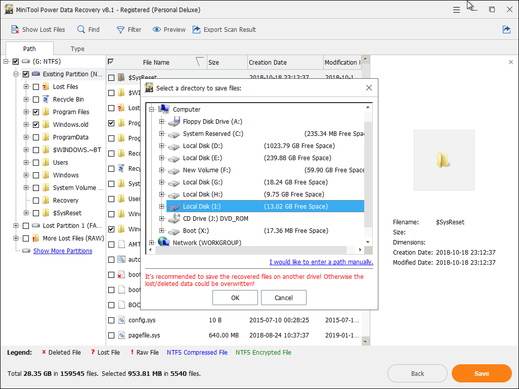 choose a path to save the checked files