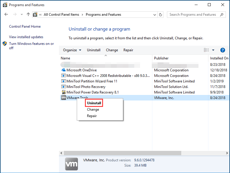 uninstall recently installed software