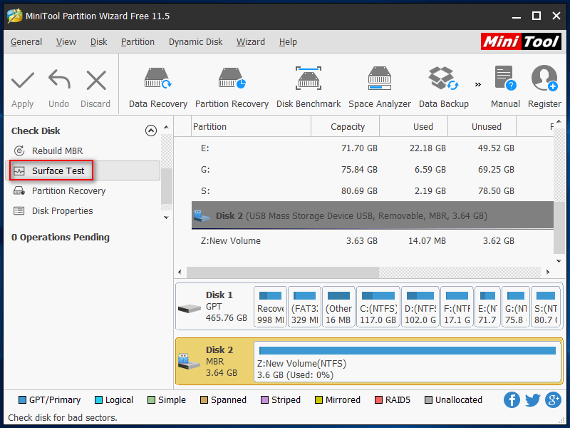 surface test