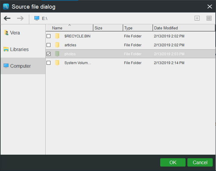 choose sync source with MiniTool ShadowMaker