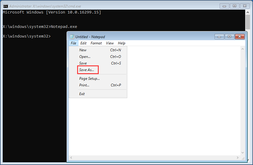 use command prompt to open notepad app