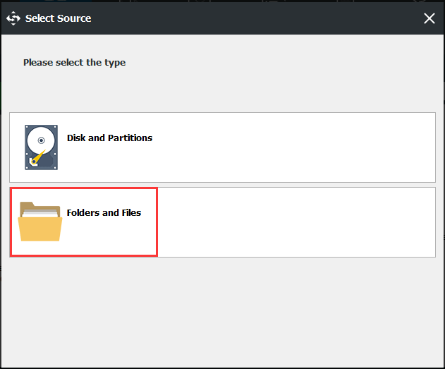 select backup source