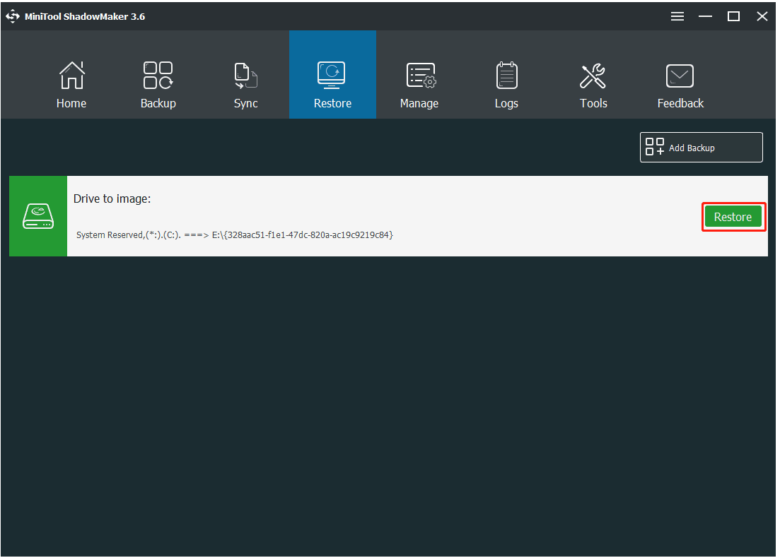 MiniTool ShadowMaker system restore