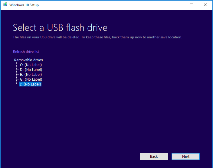 select a USB flash drive