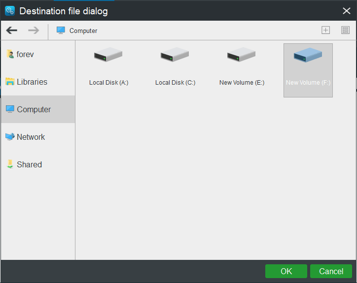 choose destination path and click OK to continue