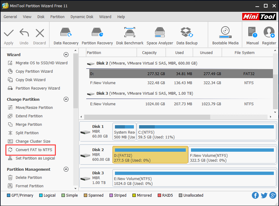 choose Convert FAT to NTFS